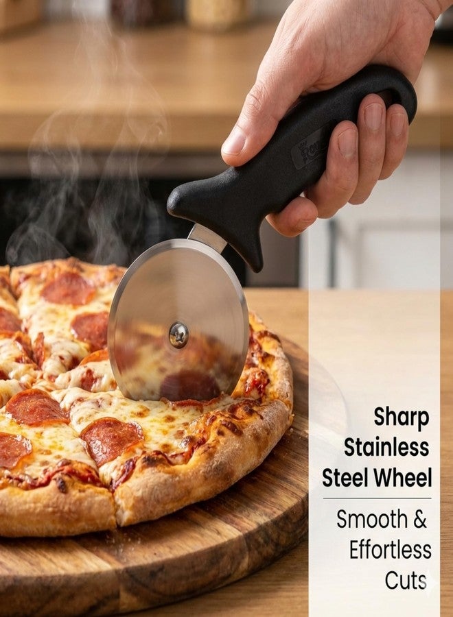 رويال قطاعة بيتزا كبيرة من الفولاذ المقاوم للصدأ من رويال | قطاعة بيتزا ممتازة - مثالية لتقطيع البيتزا/الساندويتشات/الخبز/البرجر/الباراثا | قطاعة دوارة - Image 2